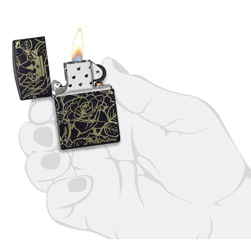Encendedor Zippo Queen of Bud diseño rosas negro mate miniatura 5