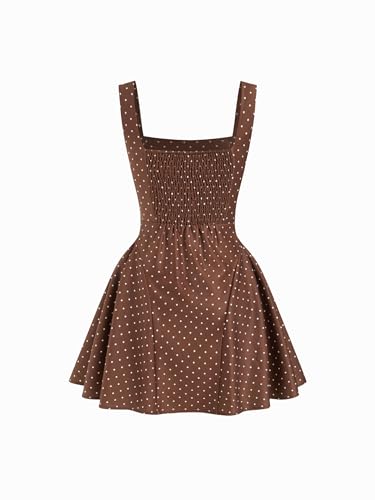 Image of CIDER Womens Polka Dot Going Out Dress Cute Summer Date Night Square Neck Sleeveless Mini Dress