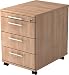 Produktbild bümö® Rollcontainer mit 3 Schüben & Schloss | Bürocontainer aus Holz | Tischcontainer mit Rollen | in 6 Dekoren (Nussbaum)