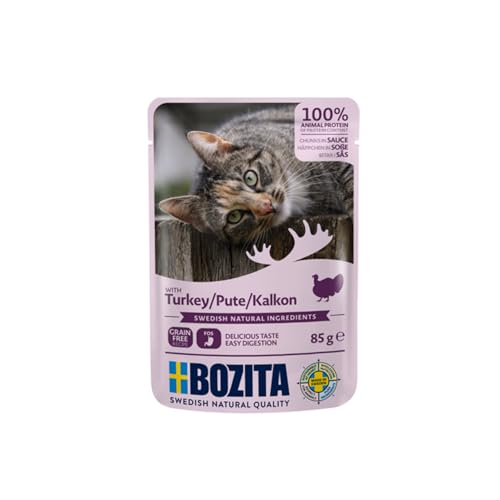 Bozita Pouch Nassfutter Häppchen in Sauce mit Pute - 12x85g Portionsbeutel...