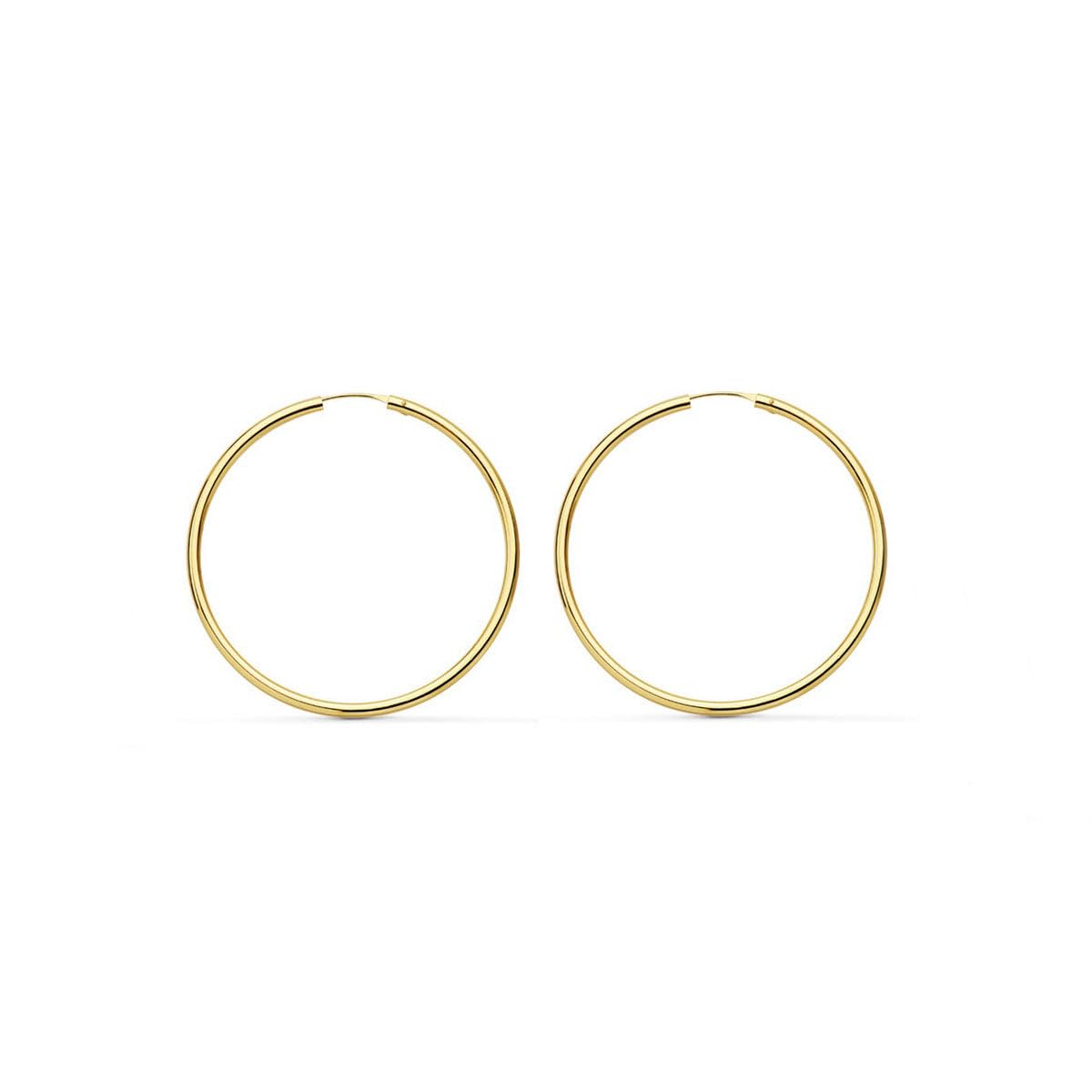 Pendientes Oro Amarillo 18K Aros Redondo Flexibles Brillo 22 x 1,5 mm - Certificado Garantía - Mondepetit - 2517