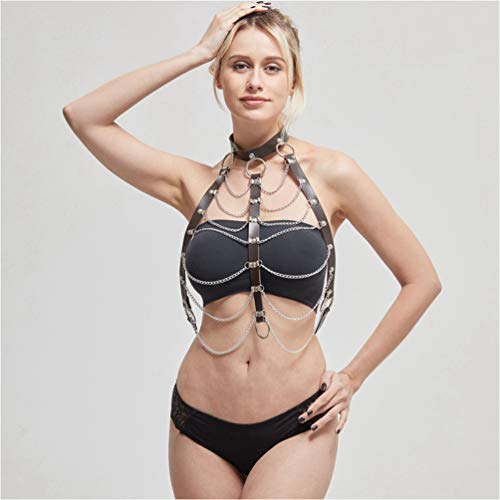 VALICLUD Peito Corpo Harness Gaiola Bra Do Punk Gargantilha Em Camadas Cadeia Corpo Corpo Cintos Bij