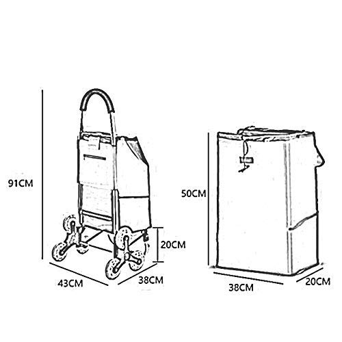 LDBDASA Lichtklick-Einkaufswagen Mit 6 Rädern Warenkorb Mit Tri-Rädern 2 In 1 Klappwagen-Treppenklettern-Wagen… – Bild 3