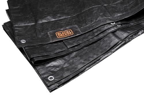 Black+Decker Lona para Remolque, 2 x 3 m, 10 Ojales de Aluminio, poliéster, Color Negro