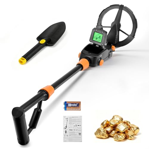 Metalldetektor für Kinder IP68 wasserdichte und Leichte Metalldetektoren mit LCD und Schallanzeige Hohe Empfindlichkeit Kinder Metalldetektor mit Schaufel für Schatzsuche (Schwarz)