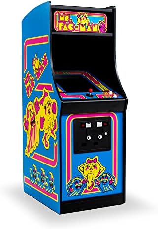 Quarter Arcades Official Ms. PAC-MAN 1/4 Sized Mini Arcade Cabinet by Numskull – Playable Replica Retro Arcade Game Machine – Micro Retro Console