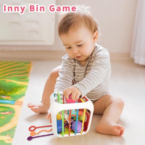 Image of Montessori 7-in-1 Baby Sensory Activity Cube Toy with Shape Sorter, Bead Maze, Stacking Blocks, Pull String Board & Xylophone | Educational Learning Toy for Fine Motor Skills, Toddlers & Kids
