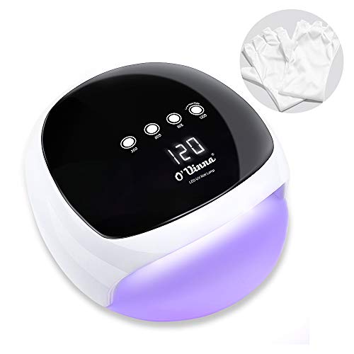 48W Lámpara LED UV Uñas para Manicura/Pedicura con 4 Temporizadores, Sensor Automático, Pantalla LCD (Se Ofrecen Guantes Anti-UV)