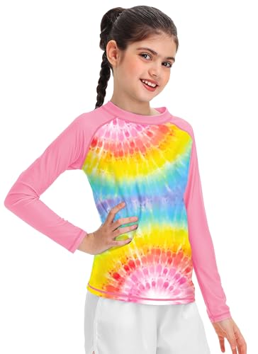 Image of Remimi Unisex Kids Rash Guard Long Sleeve SPF 50+ Tie Dye Sun Shirt 3-12 Years