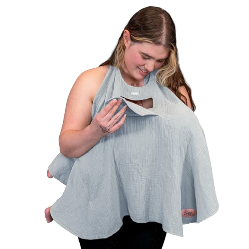 Image of Lookee Looky Muslin Nursing Cover for Baby Breastfeeding –Peekaboo Window -100% Breathable Cotton Privacy Nursing Shawl