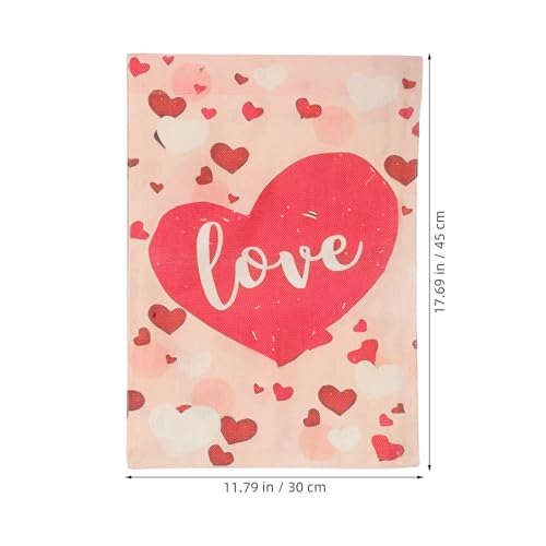 Bandera de jardín resistente a la decoloración con diseño de corazón rojo 3