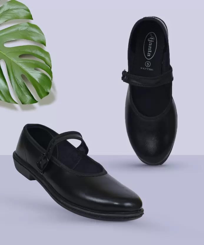 Image of AJANTA School Shoes for Girls | Lightweight & Washable | Adjustable Hook & Loop | Cushion Insole for Comfort | Slip Resistance for Firm Grip