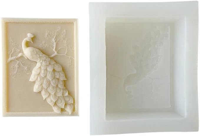 Miniatura 2 de Molde de silicona para jabón, molde para velas, diseño de pavo real, molde de cera de resina para manualidades