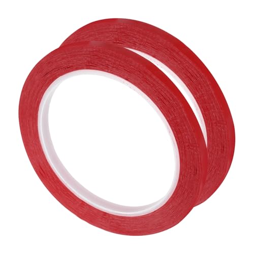 Image of uxcell 2 Rolls Red 0.26 Inch x 72 Yards Polyester Film Electrical Tape PET Tape High Temperature Heat Resistant Tape for Transformer Motor Wire 5S Positioning Logo,6.5mm x 66m