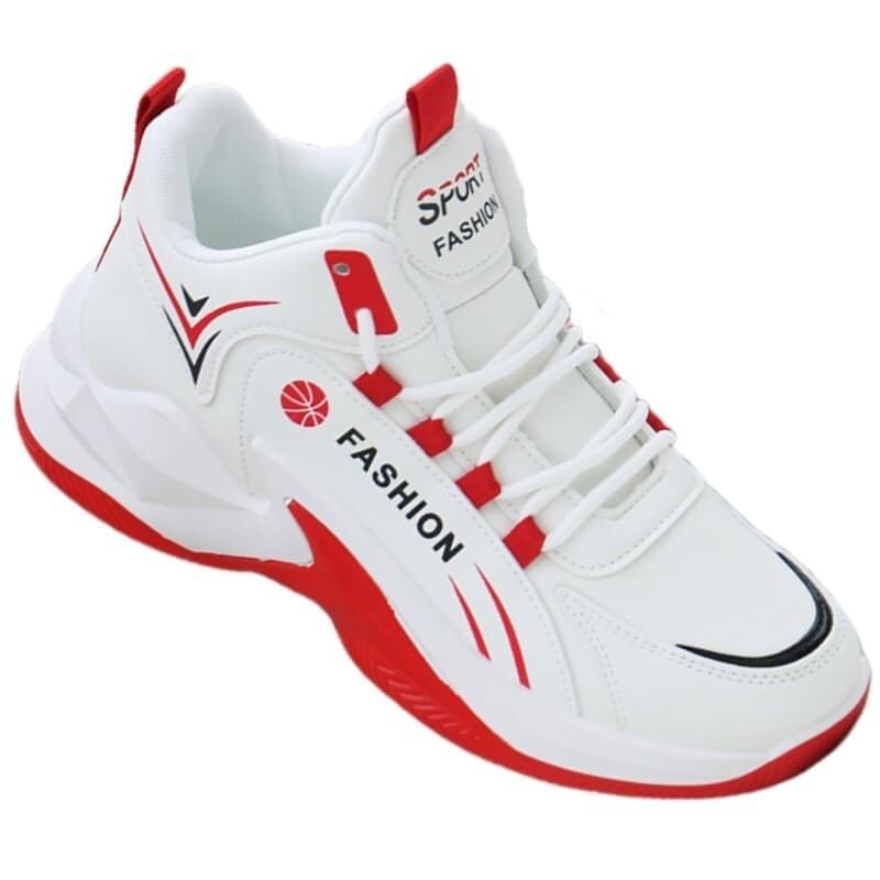 Męskie wysokie buty do koszykówki są oddychające, antypoślizgowe, odporne na zużycie i amortyzujące, idealne do uprawiania sportów na świeżym powietrzu(Red,43 EU)