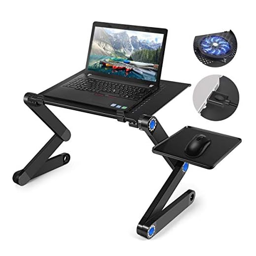 Adjustable Laptop Stand, Laptop Table for Bed/Recliner/Sofa- Birthday Gifts for Women, Man, Mom, Dad, Student, Friend- Couch Lap Top Desk, with Large Cooling Fan & Mouse Pad