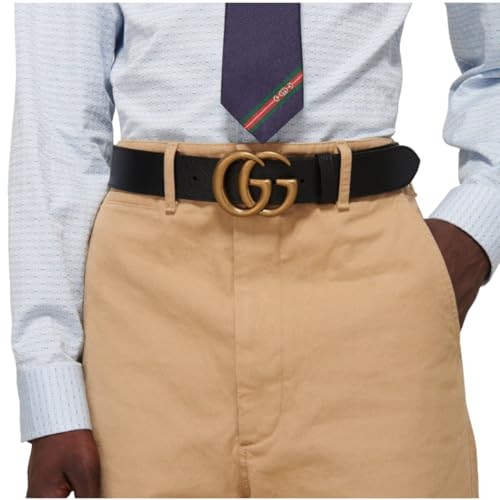 Gucci Marmont Black Leather Belt with GG Antique Brass Buckle4