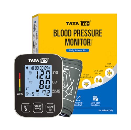 Image of Compatible with TATA 1mg T1MG /BP05 Blood Pressure Monitor Fully Automatic, Large Display, Dual User Memory Bp Monitor