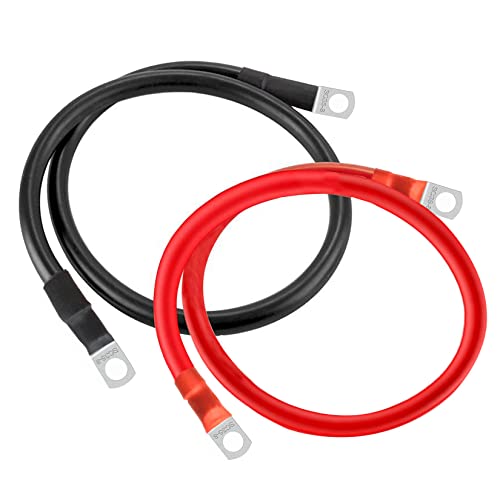 Batteriekabel 35mm²/2AWG 30cm Batterie Kabel 12V Auto Batterie Verbindungskabel mit M8 Ring Klemmen für Autos Motorräder Solar Caravans Marine(30cm)