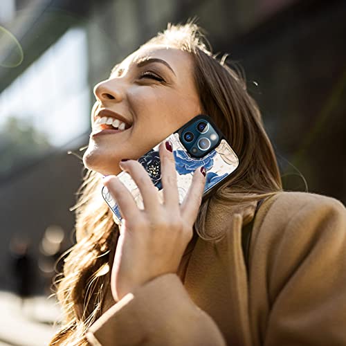Image of HAOPINSH for iPhone 13 Pro Max Wallet Case with Card Holder, Blooming Floral Flower Pattern Back Flip Leather Case Kickstand Card Slots for Women Girls, Double Magnetic Clasp Shockproof Cover 6.7 inch