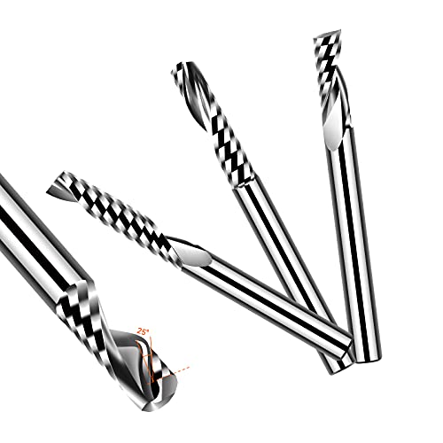 Image of 10pcs Carbide End Mill D1 /8(3.175mm) Shank Single Flute Bright Milling Cutter HRC60 CNC Engraving Machines Acrylic PVC