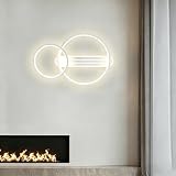 Amdelne LED Wandleuchte inne Dimmbar mit Fernbedienung, 50cm 2-Ringe Schwenkbare Design Deckenlampe 36W Moderne, mit Nachtlicht, Memory-Funktion, für Schlafzimmer, Flur, Esszimmer - Weiß