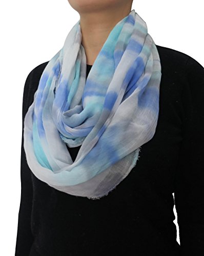Lina & Lily Rainbow Tie Dye Frayed Infinity Scarf Small Size for Spring Fall2