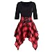 Produktbild Damen 50s Vintage Rockabilly Kleid Jersey Sommerkleid Abendkleid Piebo Frauen Gitter A-Line Partykleider Lace Up Cosplay Kostuem Punk Mittelalter Schulterfrei Cocktailkleid (Rot, 3XL)