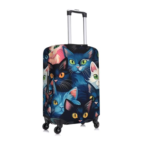 Colorful Cat Print Travel Luggage Cover for Suitcase Anti-Scratch Fashion Suitcase Protector Washable Elastic Baggage Covers Fits 18-21 Inch Luggage for Travel Beach Holiday2