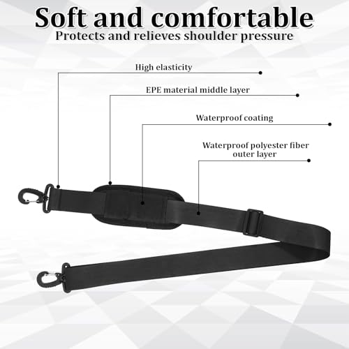 56" Bag Strap, Shoulder Strap Universal Adjustable Shoulder Belt Replacement Laptop Shoulders Straps Luggage Duffel Straps with Metal Hook for Briefcase Laptop Messenger Crossbody Bag Luggage Camera3