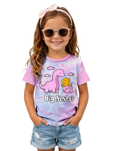 Image of Funnycokid Big Sister Shirts for Girls Pregnancy Announcement Toddler Promoted to T-Shirt 1-7 Years
