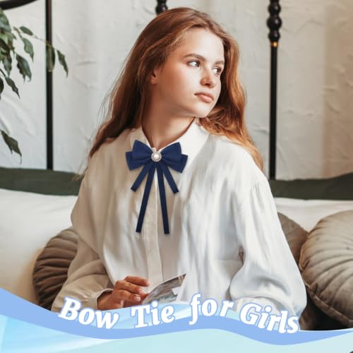 Image of LJBFNN Bow Ties for Women, Adjustable Pre Tied Bow Tie Solid Color Ribbon Bowtie for Girls Ladies Party Daily Cosplay School