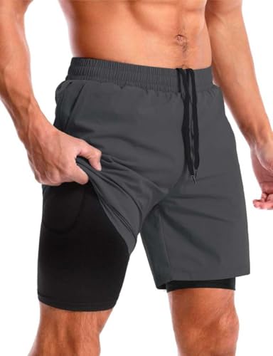 Image of CBlue Men's Outdoor Quick Dry Lightweight Sports Shorts with 2 Zipper Pockets, Breathable Hiking Running Gym Workout Athletic Shorts | CBblue Men's Quick Dry Sports Shorts with Zipper Pocket