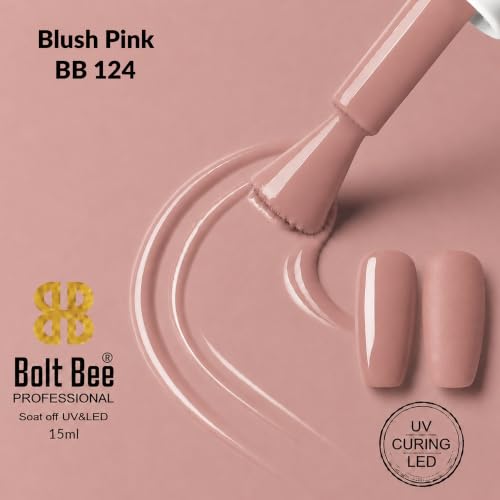 Image of BOLT BEE 15ML Gel Nail Polish 1Pc Clear Pink Glitter Nail Polish Soak Off UV LED Nail Gel Polish Nail Art Starter Manicure Salon DIY at Home, 0.5 OZ (1) (124)