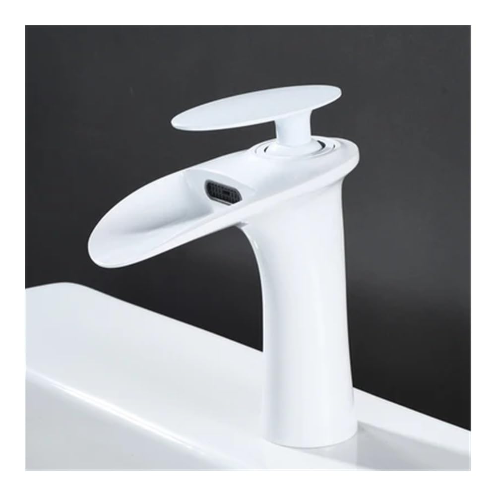 Blyqxs 11 Brass Hot And Cold Waterfall Faucet Countertop Basin Washbasin Black/White/Gold Heightened Models Faucet W3044(11)