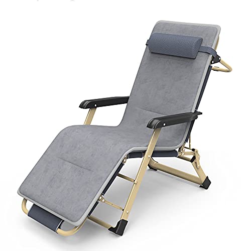 Komfortable Schwerelosigkeit Liege Terrasse Faltbare Verstellbare Liege AußEn BüRo Strand Liege Extra Breiter Patio Liegestuhl Mit Kissen,Silber grau Cover