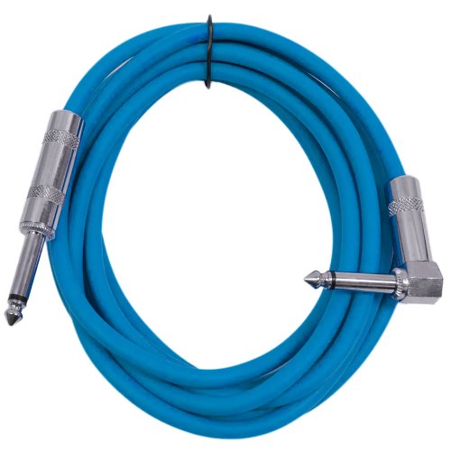 Câble guitare anti-torsion TS coudé bleu 3m pour éviter les faux contacts