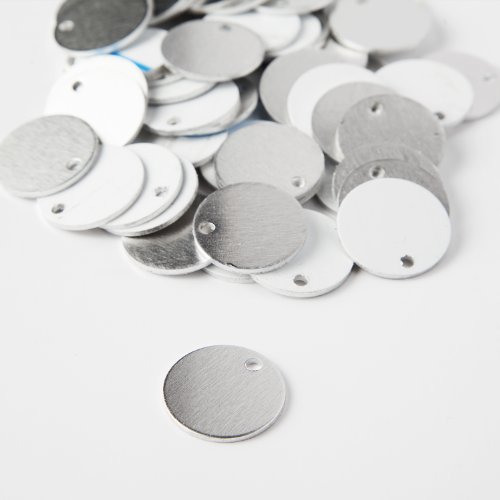 RMP Stamping Blanks, 1-1/2 Inch Round with Hole, Aluminum 0.040 Inch (18 Ga.) - 50 Pack
