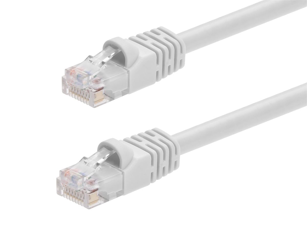 Monoprice Cat5e 25ft White Patch Cable UTP 24AWG 350MHz Pure Bare Copper Snagless RJ45 Fullboot Series Ethernet Cable