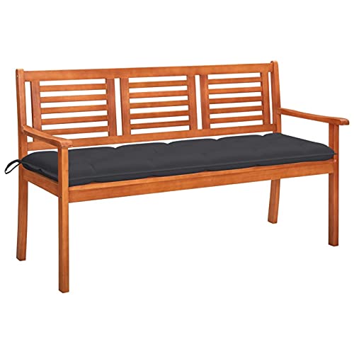 Xichuzi Banco de jardín 3 plazas, Banco Jardin Exterior, Bancos para Exterior, Banquillo De Jardin, Banco Balcón, Madera Maciza eucalipto y cojín 150 cm