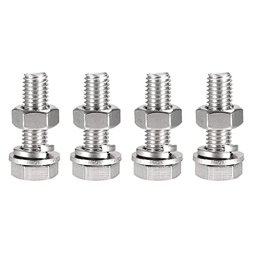 Image of uxcell M10 x 40mm Hex Head Screws Bolts, Nuts, Flat & Lock Washers Kits, 304 Stainless Steel Fully Thread Hexagon Bolts 4 Sets