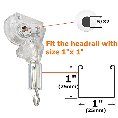 2pcs 1" Blinds Wand Tilter Mechanism with D Shaped Gear 5/32" Hook Connection for Aluminum or Vinyl mini Blinds with Measure 1" x 1" headrail - Thumbnail 5