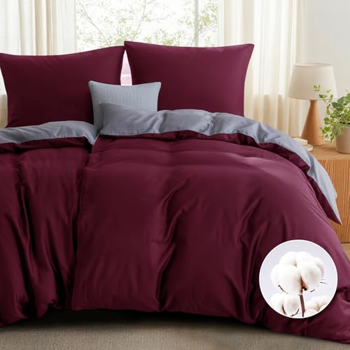 RUIKASI Bettwäsche 135x200 Baumwolle Rot - Burgund Bettwäsche-Sets...