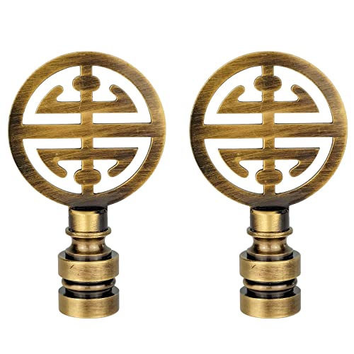 Image of Royal Designs, Inc. Oriental Happiness Symbol Finial for Lamp Shade, Antique Brass - Pack of 2