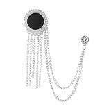 rockible Long Chain Brooch Pin, Badge Decorative Exquisite Workmanship Fashion Jewelry Men Gifts Hanging Chain Brooch Chain Lapel Pin Suit Pin, Silver