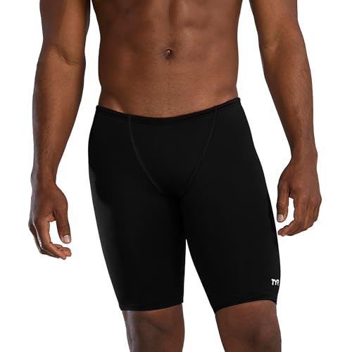 TYR Men's Durafast Elite Jammer Swimsuit for Racing and Training, Black, Size 38