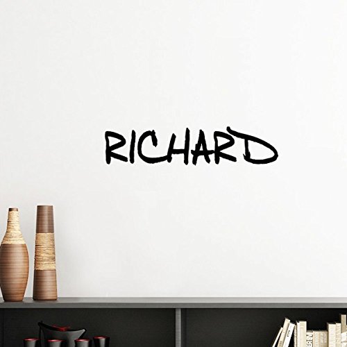 Sticker mural Richard amovible en ecriture cursive blanche de 30cm