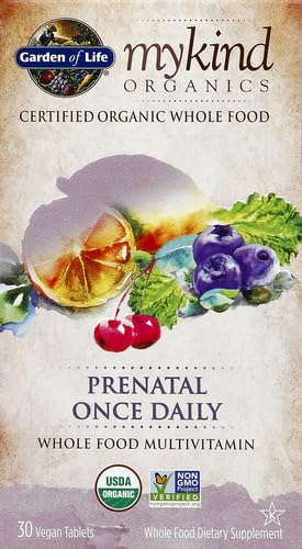 Image of Garden of Life Organics Prenatal Vitamin: Folate for Energy & Healthy Fetal Development, Non-constipating Iron, Vitamin C, B6, B12, D3 - Organic, Non-GMO, Gluten-Free, Vegan, 30 Day Supply (Pack of 6)