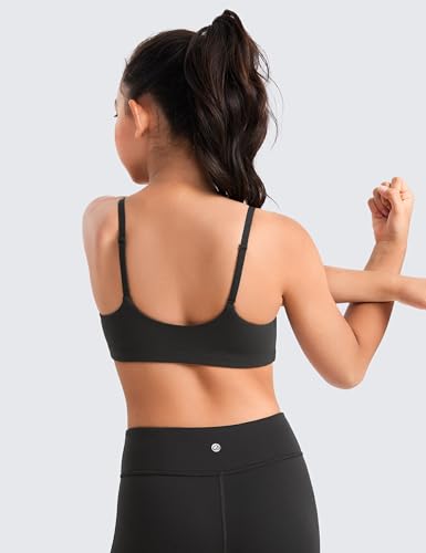 CRZ YOGA Girls Butterluxe Sports Bras - Adjustable Spaghetti Strap Scoop Neck for Teens Kids Yoga Workout Dance2