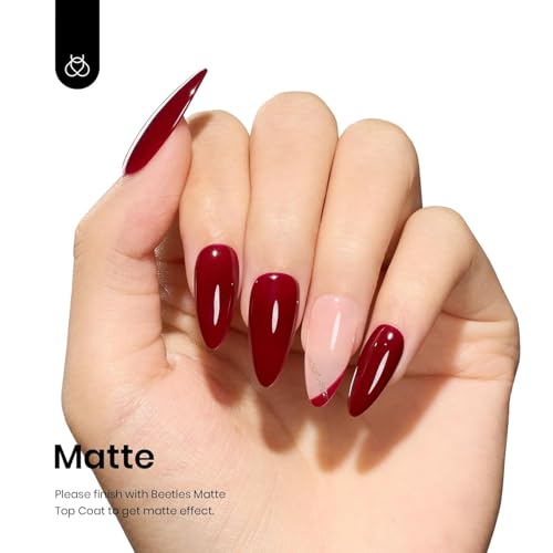 Image of Beetles Red Gel Polish - Oxblood Red 15ML /0.51Fl Oz, Maroon Dark Burgundy Gel Nail Polish, Soak Off UV LED Lamp Burgundy Wine Color Fall Nails Art, Long-Lasting Manicure Salon DIY Home